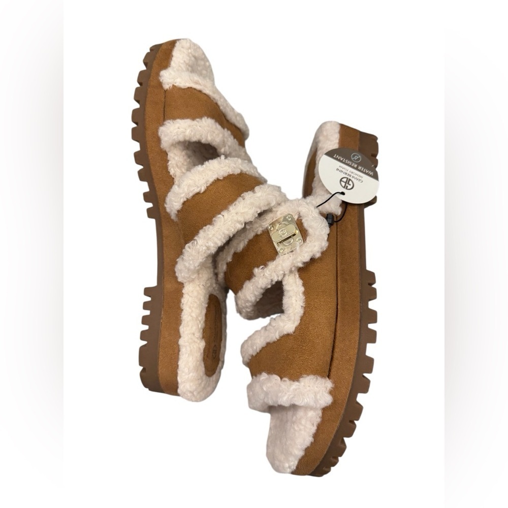 Giani Bernini Women's Tameenna Lug Sole Furry Memory Sole Sandals Brown Size 7 - Picture 7 of 10